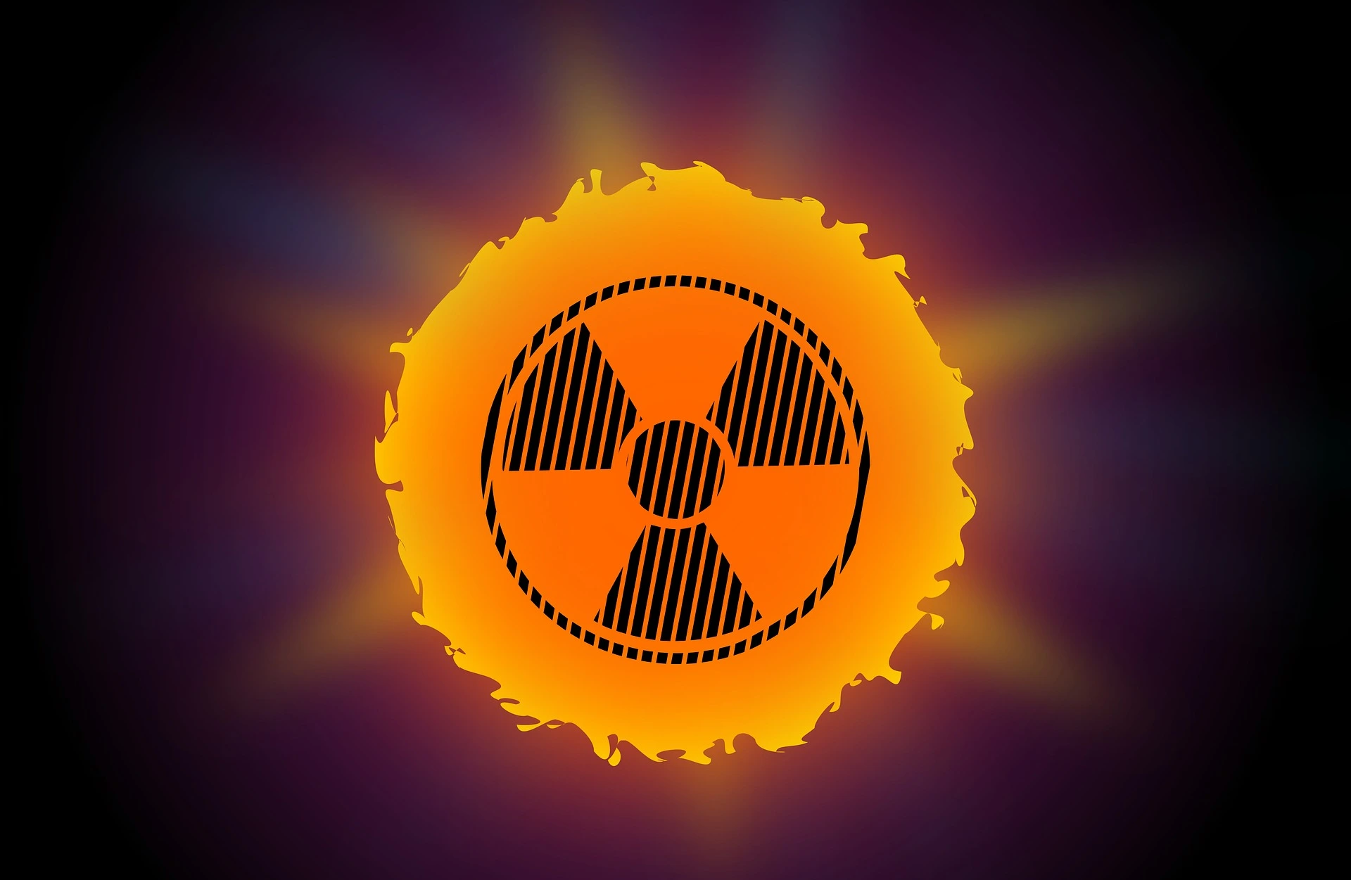 Símbolo da radiação sobre um sol